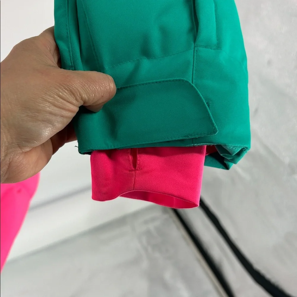 Spyder Girls Insulated Ski Jacket Pink Green Faux Fur Hood Size 16 - Picture 8 of 16